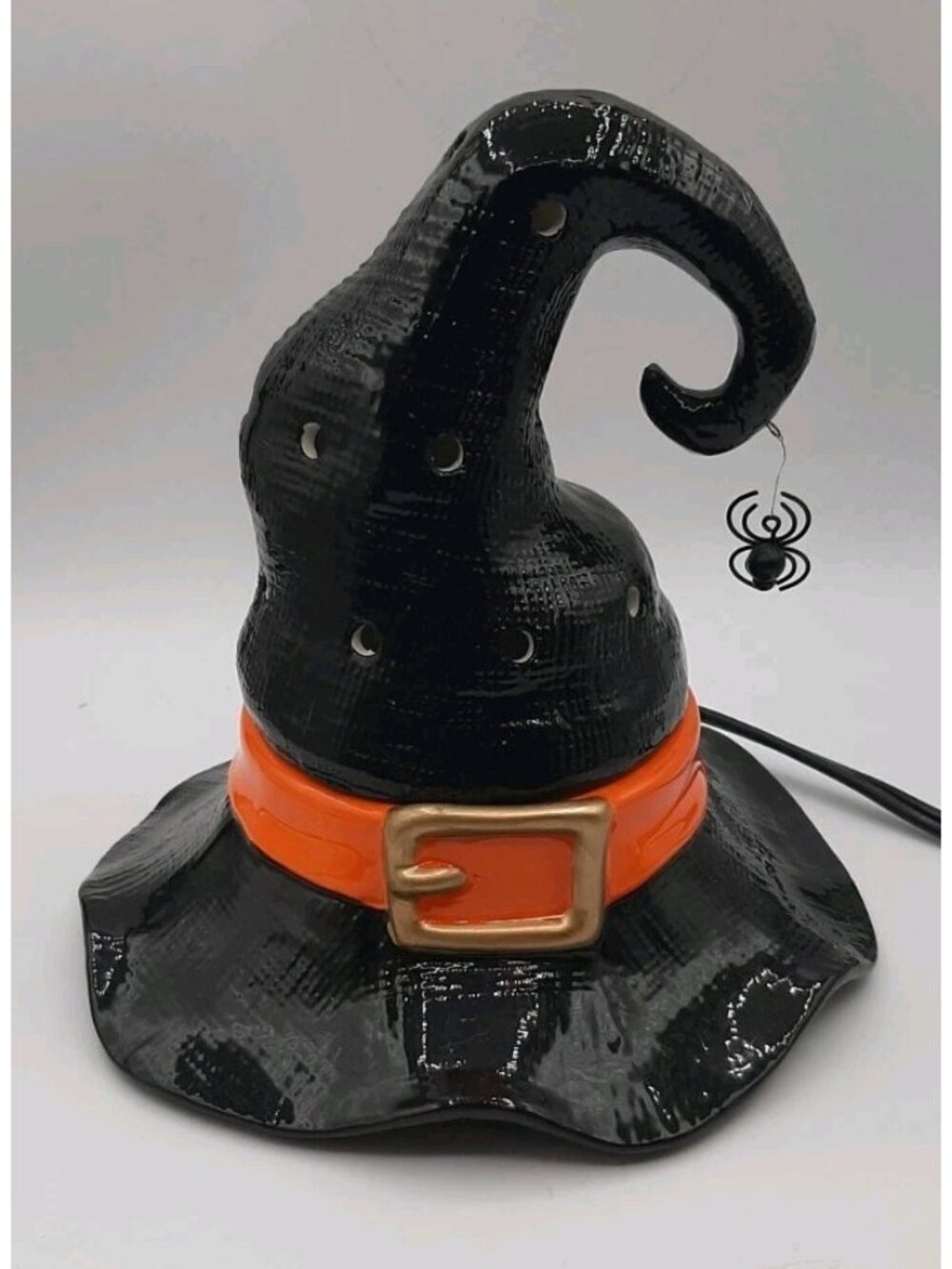 Scentsy SALEM Witch Hat Wax Warmer Retired Halloween Black Orange Buckle Spider
